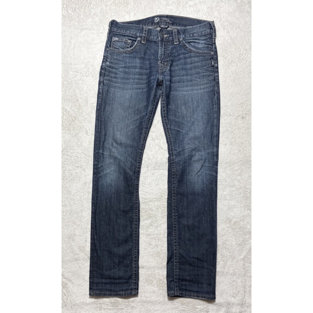 Silver Jeans Co Konrad Mens Size 30x32 Blue Dark Wash Straight Denim